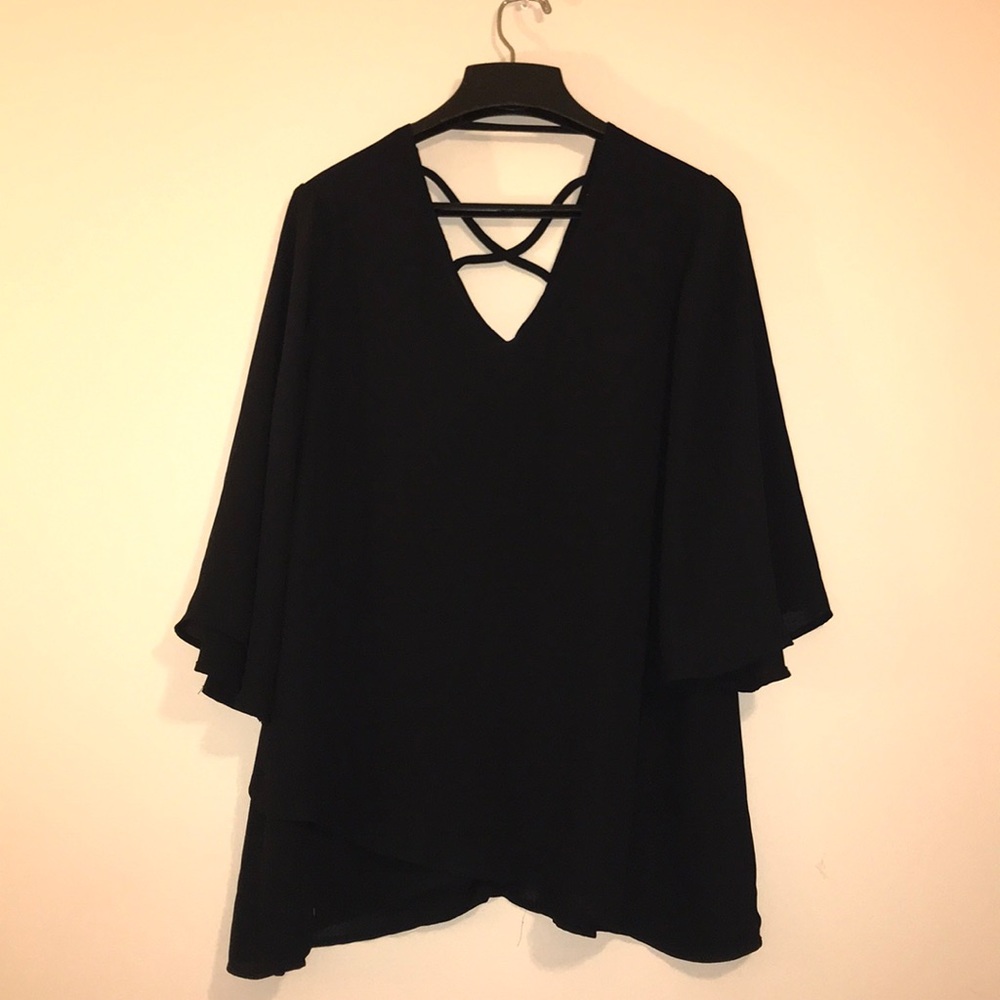 Black blouse with cross back detail